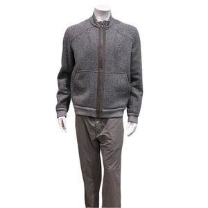 Kuna Mens Grey Full Zip Baby Alpaca Wool Sweater